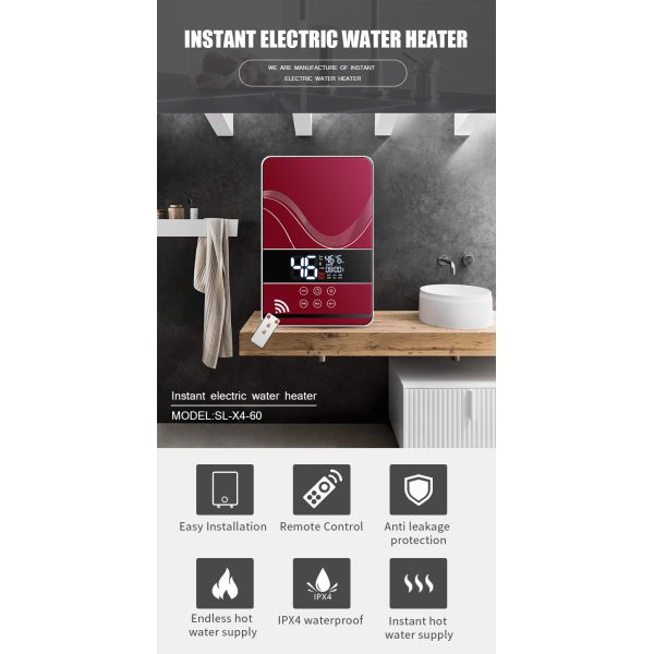 Smart Mini Tankless Water Geyser 6000W Instant Electric Shower Water Heater