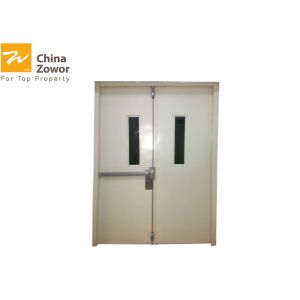 China Double Leaf Gal. Steel Insulated Fire Exit Door With Vision Panel For Commercial Buildings on sale