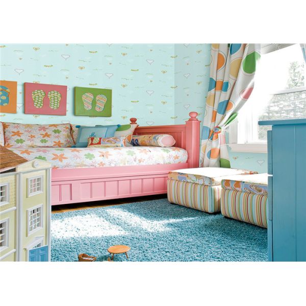 Buy Healthy Embossed Kids Bedroom Wallpaper Moisture Proof With Light Green Color at wholesale prices