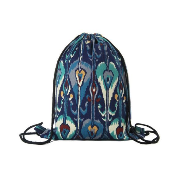 Custom Pull String Bags , Thermal Transfer Printing Canvas Drawstring Cinch