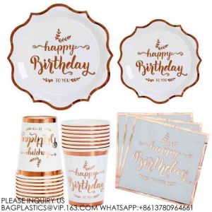 Stamping Edge Hexagon Disposable Tableware Set Wedding Disposable Tableware