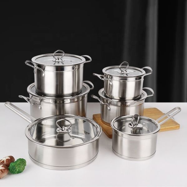 High Quality Kitchen Warethree-layer Double Bottom Stainless Steel Cookingware