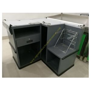 Design Express Checkout Counter Desk Supermarket Money Counter Equipment Gray