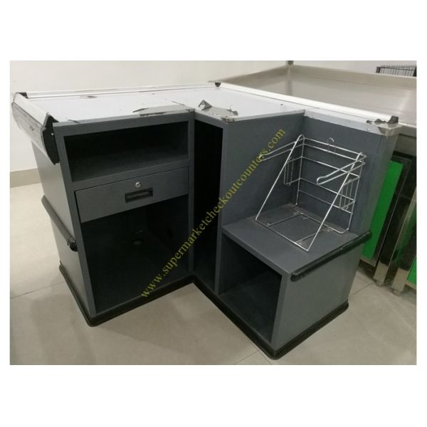 Design Express Checkout Counter Desk Supermarket Money Counter Equipment Gray