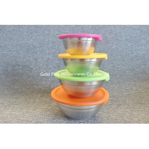 China Ecofriendly 8pcs Stainless Steel Salad Mixing Bowl With Sealing Cover on sale