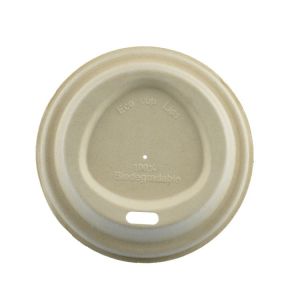 100% Biodegradable Sugarcane Pulp Molded Sip Lid , Triangle Design 80mm