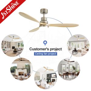 OEM 110v Solid Wood Smart Ceiling Fan Color Changing Led Light AC Motor