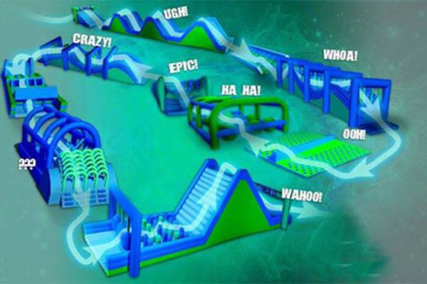 0.55mm PVC Tarpaulin Inflatable 5k Run / Insane 5k Inflatable Jungle Obstacle