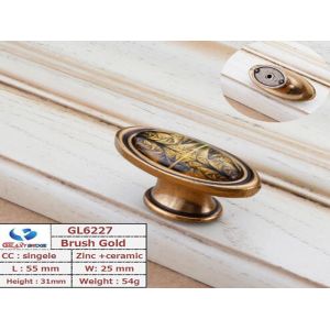 Gold Plated Ceramic Kitchen Cabinet Knobs / Closet Porcelain Handles T Bar Pulls