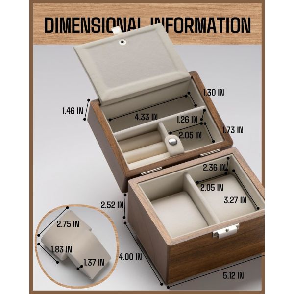 Watch Box, Watch Travel Case For Men, Wood Watch And Jewelry Holder Organizer For Woman, Portable Protection 2-Slot Watc