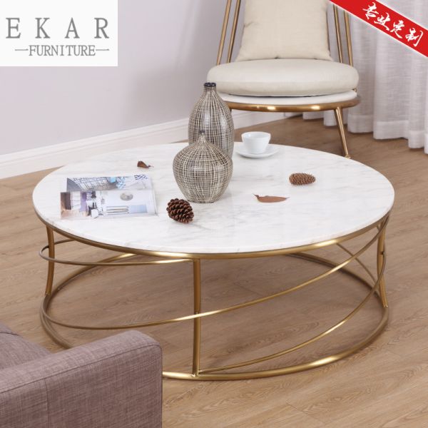 Buy Beautiful Designs Marble Round Coffee Table with Mental Base at wholesale prices
