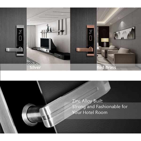 Modern Hotel Key Card Lock , IC Card Hotel Room Security Door Locks