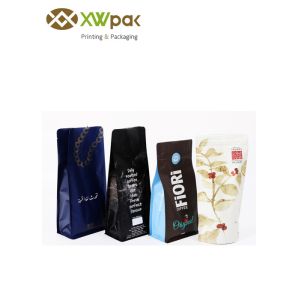 Quality Customized Printed Flat Bottom Coffee Beans Packaging With Zipper for sale