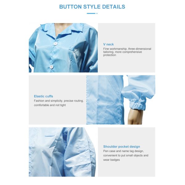 Antistatic Coverall ESD Smock Garment Dust Proof Reusable ESD Clothes Jumpsuit Workwear Jacket