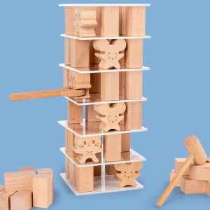Children'S Stacked Solid Pine Wooden Building Block