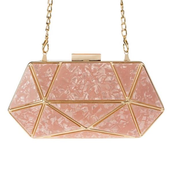 Buy 336g Pink Acrylic Hexagon Clutch Frame 200*100mm at wholesale prices
