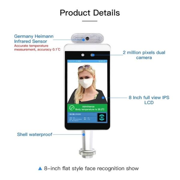 Buy 15W 8 Inch Face Recognition Infrared Human Body Thermometer at wholesale prices