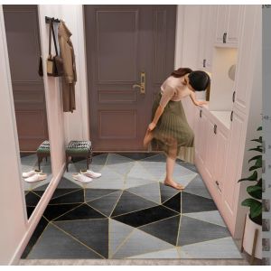 Rectangle Crystal Velvet Floor Carpet Rug Household Door Marble Entry Mat