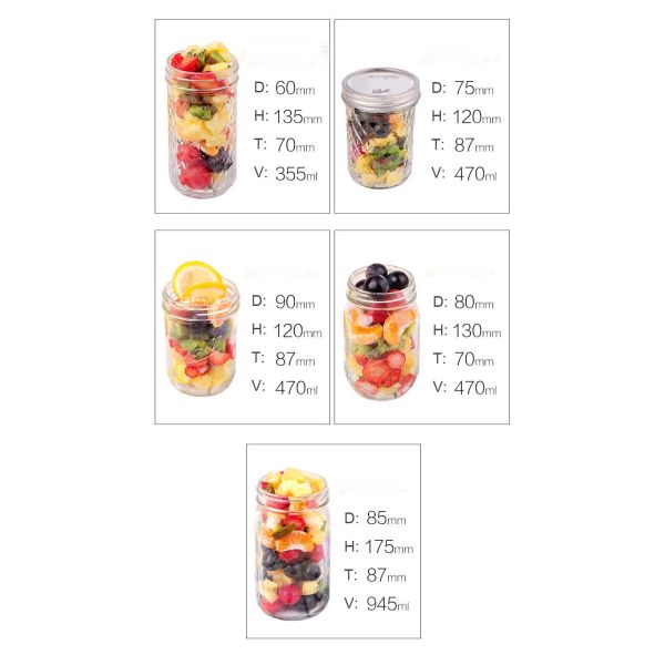 Wide Mouth Glass Storage Jars 500ml/17oz For Canning / Storage / Display