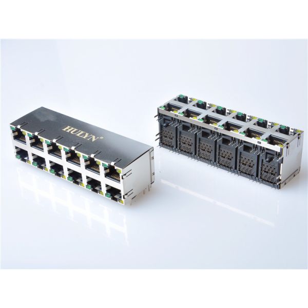 HULYN RJ45 Shielded RJ45 Modular Jack Connector,with LEDs, 2x6 Ports,RJ45 connector