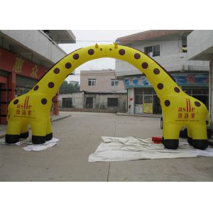 Yellow 0.55 mm PVC Inflatable Airblown Arch , Giraffe Entrance Archway Custom
