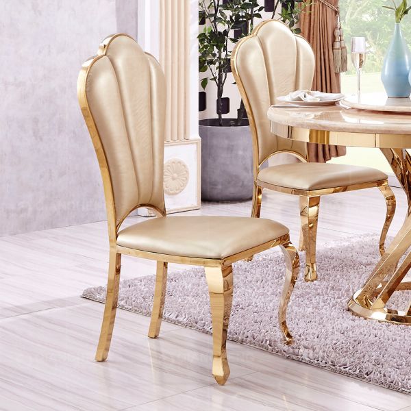 Durable 0.12m3 Leather Restaurant Chair 52x51x110cm Stainless Steel Dining Chairs