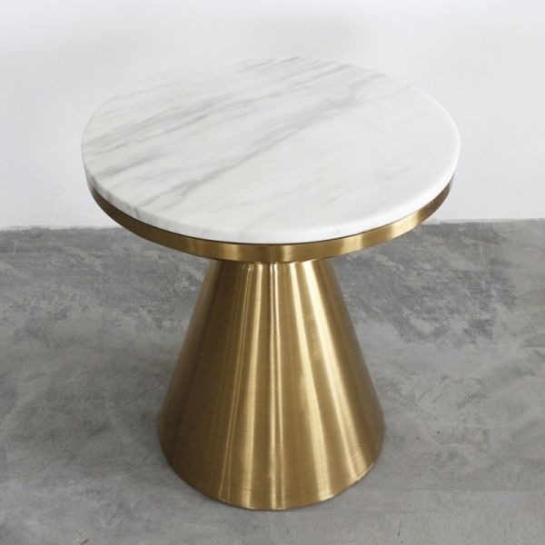 Contemporary design Round Gold stainless steel Marble top Bistro table Coffee