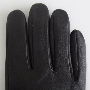 Black Rabbit Fur Lined Deerskin Mens Soft Leather Gloves