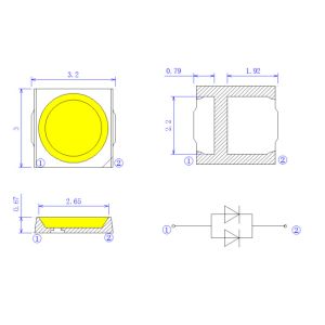 3V 2W 3030 LED Chip Light Fixtures Blue Red
