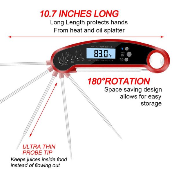 Fast Read BBQ Meat Thermometer Waterproof With Large Backlight Display