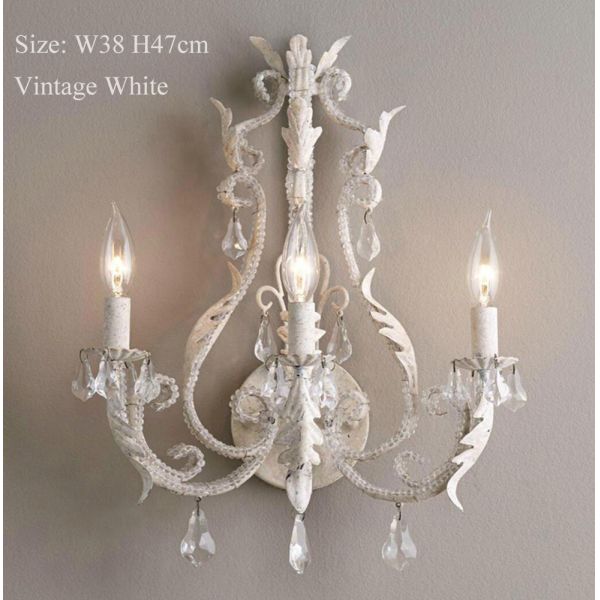 Antique lighting Rustic Decor White Body Color crystal wall sconce (Wh-VR-102)