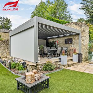 Smart Remote Controlled Aluminum Garden Pergola Waterproof Windproof Gazebo