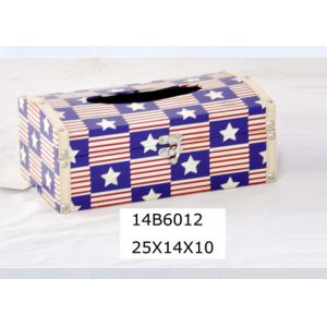 PU Leather Printing US Style MDF Wooden Tissue Box
