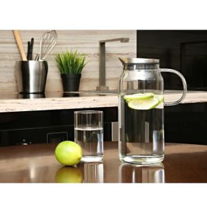 High Borosilicate Glass Carafe Pitcher Kettle Hot Cold Water Jug With Lid