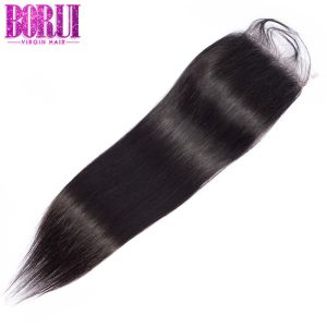 Natrual Parting Brazilian Human Hair , Straight Lace Closure With Baby Hair