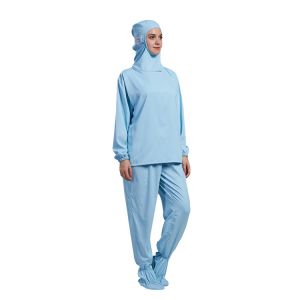 Breathable Sweat Absorbing Antistatic Clean Workshop Clothing Cleanroom Hooded