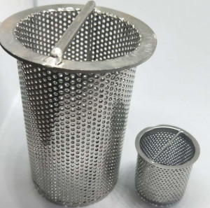 Buy Perforated Sheet Mesh Filter Baskets With Handle 40 Micron To 1 Inch at wholesale prices