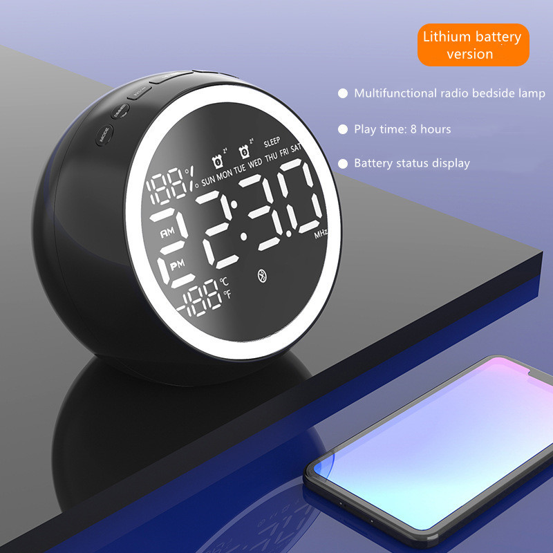 Small Bluetooth Portable Clock Radio With Dual Alarm Function