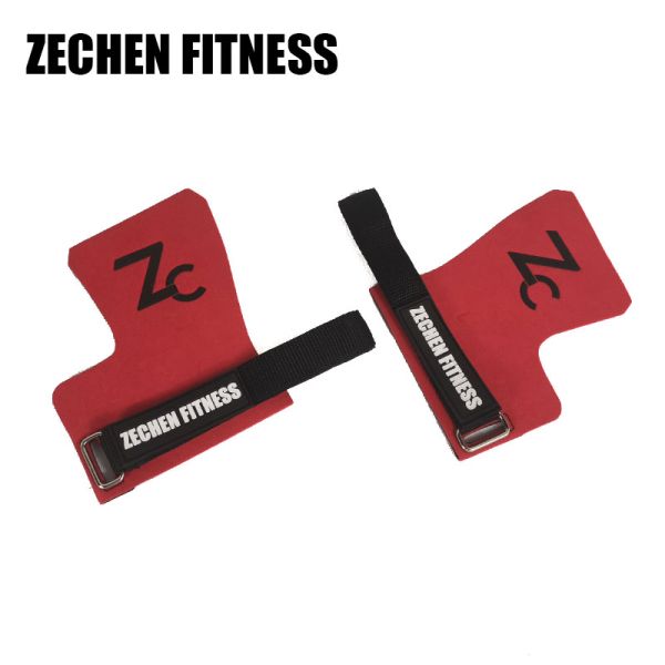 Red Fingerless Crossfit Grips Palm Protection Microfiber Leather Gymnastic Hand Guards