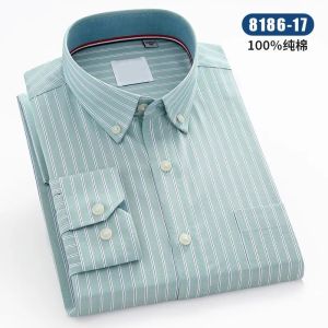 Men′s Oxford Textile Shirt Pure Cotton Spring and Autumn Long Sleeve Youth Shirt
