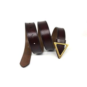Ladies Triangle Buckle 28mm Genuine Leather Wide Belts