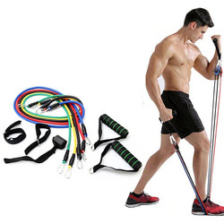 ZH 150lbs 11 Pcs Resistance Bands Set Bodylastics Fitness Equipment