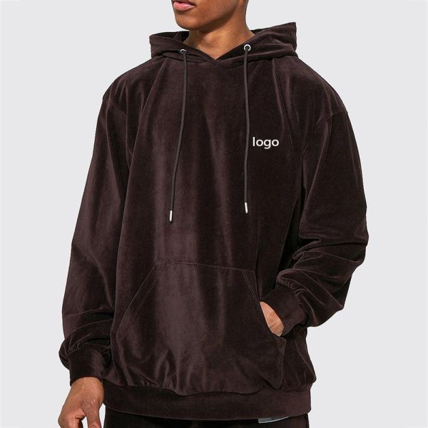 Custom Logo Velour Fabric Hoodie with 430grams and 370grams Fabric Weight for