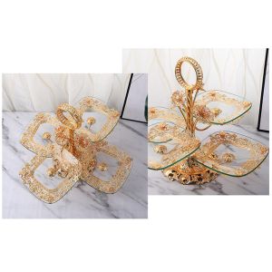 Golden Restaurant Exquisite Luxury Glass Storage Tray