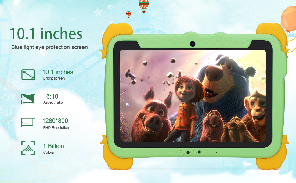 C idea 10.1 inch Kids Tablet PC With Case Eyes Protection ips HD Screen Pre-Install IWAWA P1150