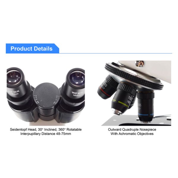 OPTO-EDU 40 - 1000x Compound Optical Microscope With 3W LED A12.1503 For Laboratory