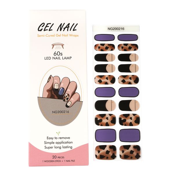 Huizi factory gel nail wraps semi-cured gel strips Full Clear gel nail strips with UV lamp