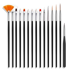 Plastic Handle Pink Nail Beauty Brush 15 pcs Painting Art Brush for Promotion