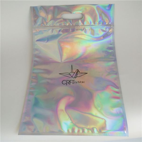 Reusable stand up holographic foil bag without printing for cosmetic or salts packing