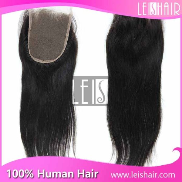 Buy top grade natural black virgin straight 4*4 lace closure at wholesale prices
